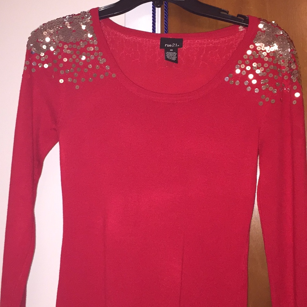 Rue 21 red holiday sparkle sweater dress